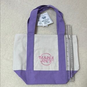 Purple and Cream Canvas Tote Bag